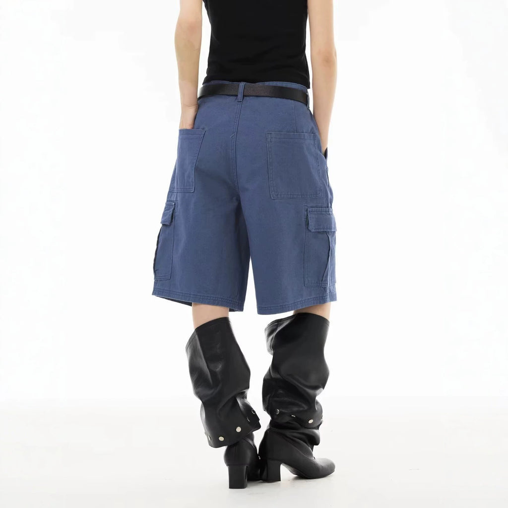 Casual Loose Fit Vintage Washed Deck Shorts Straight Leg Unisex Pants