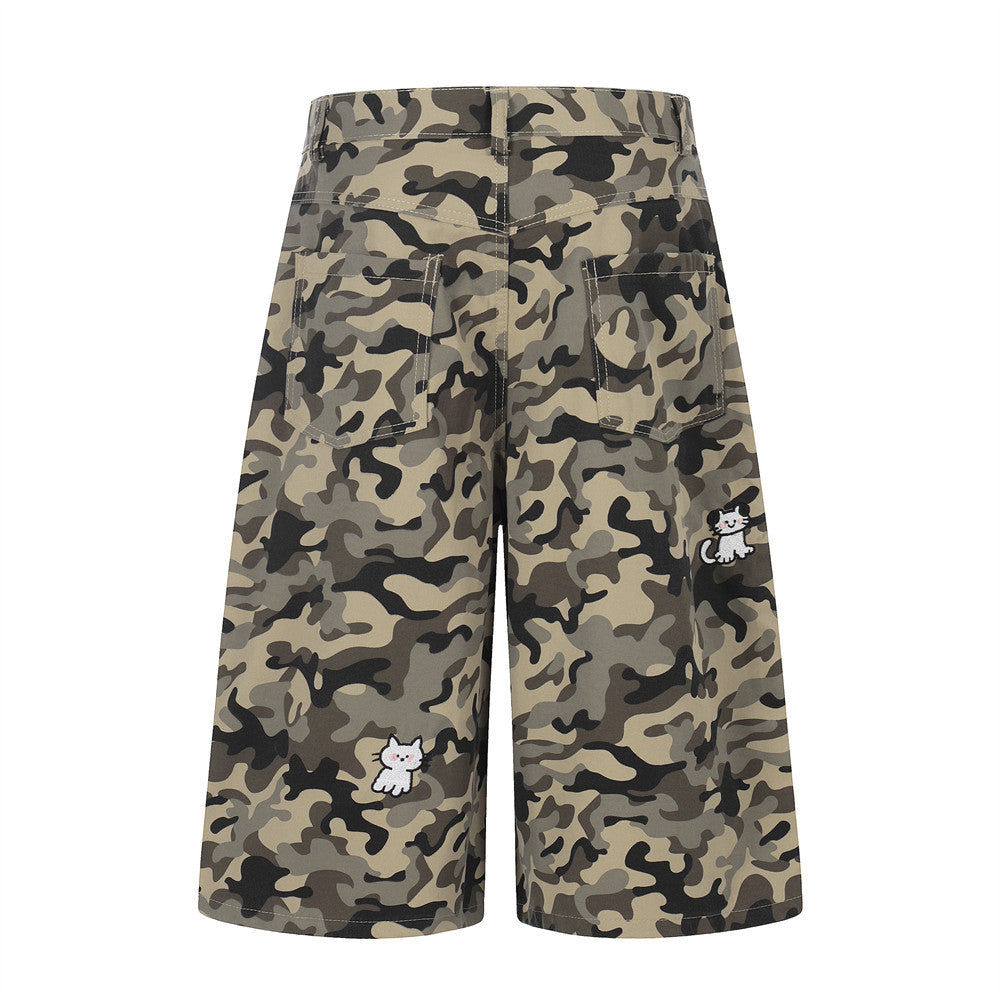Camouflage straight leg five inch shorts