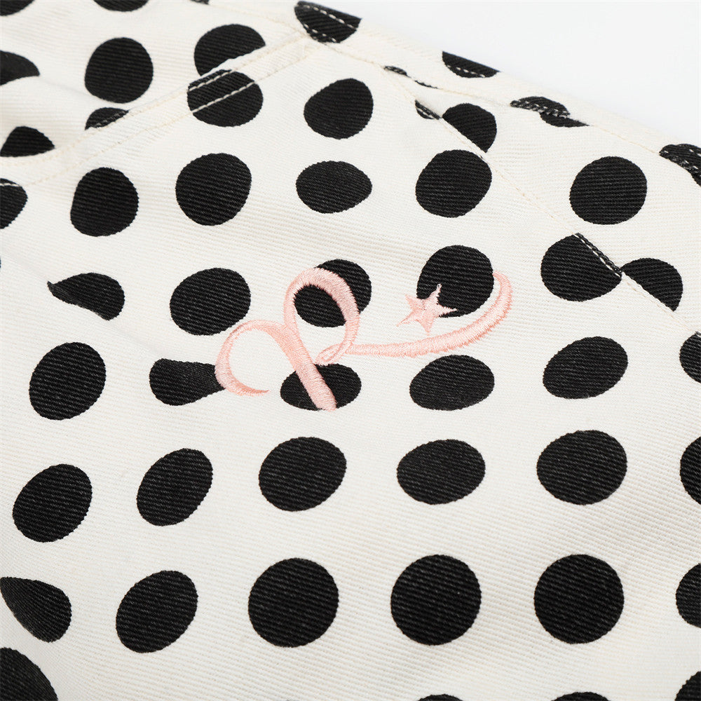 Color blocked polka dot loose straight shorts