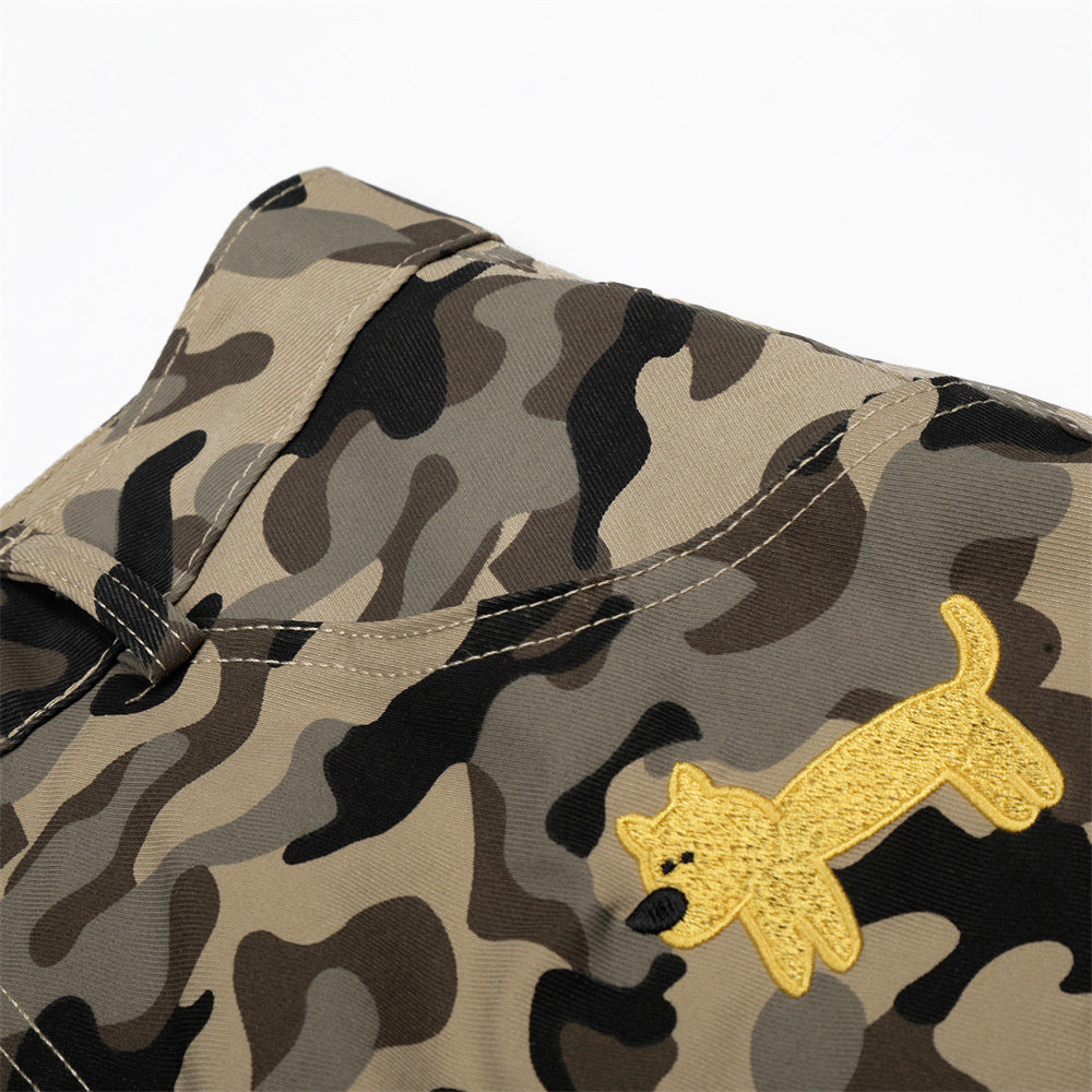 Camouflage straight leg five inch shorts