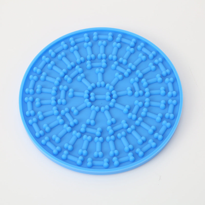 Silicone Feeding Mat with Suction Cup Pet Licking Pad Slow Feeding Mat Anti-Tip Slow Feeding Pad Round Cat Dog Licking Pad