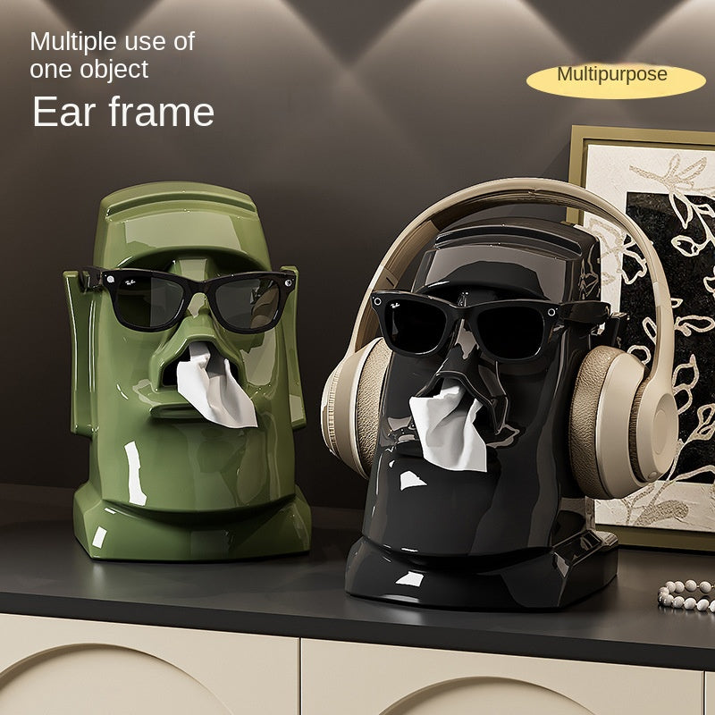 Creative Gypsum Tissue Box Multi-functional Living Room Entryway Easter Statue Bedroom Desk Headphone Stand