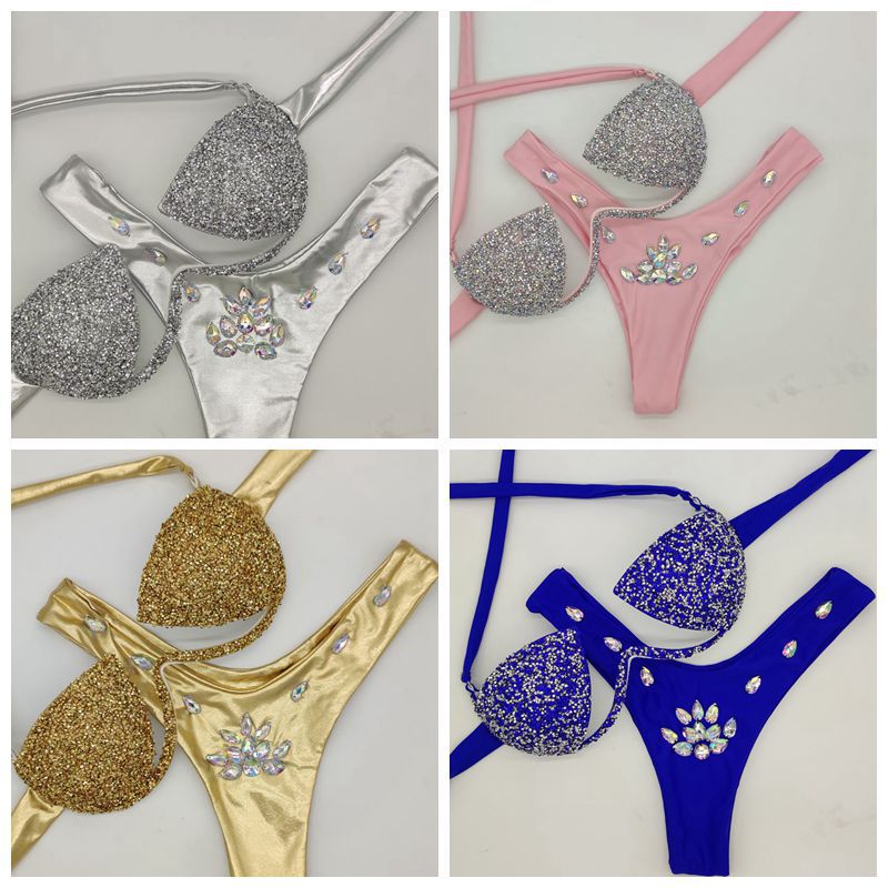 Bikini Swimwear with Rhinestones,欧美 Style, Two-Piece Bikini, Fashion Swimwear