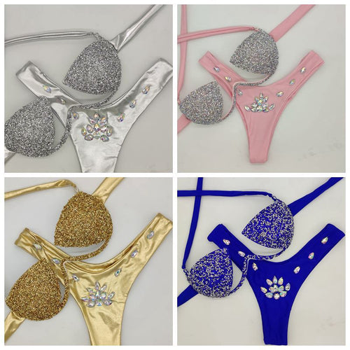 Bikini Swimwear with Rhinestones,欧美 Style, Two-Piece Bikini, Fashion Swimwear