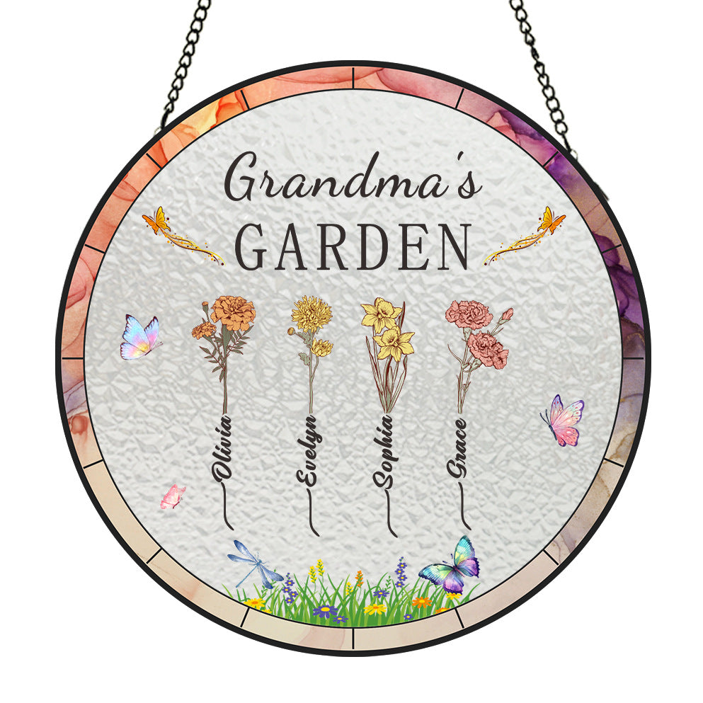 Sunlight Catcher Glass Ornament Gift - Grandma's Garden December Flower Names