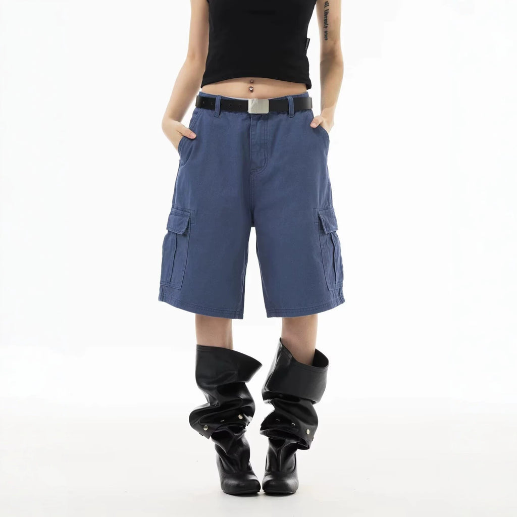 Casual Loose Fit Vintage Washed Deck Shorts Straight Leg Unisex Pants