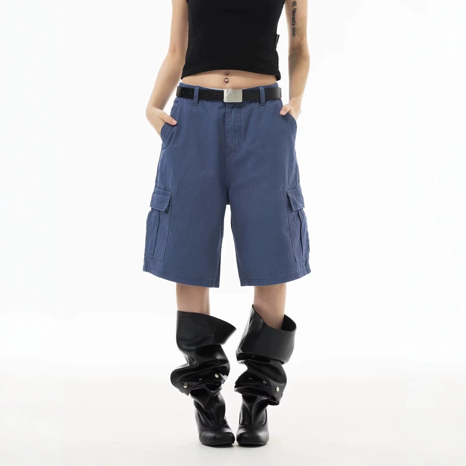 Casual Loose Fit Vintage Washed Deck Shorts Straight Leg Unisex Pants