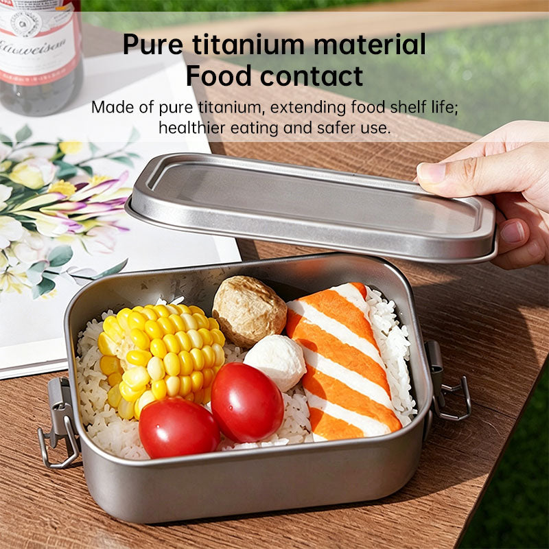 Titanium Lunch Box with Lid & Folding Handle – Leak-Proof, Lightweight for Camping, Hiking, Picnic & Travel