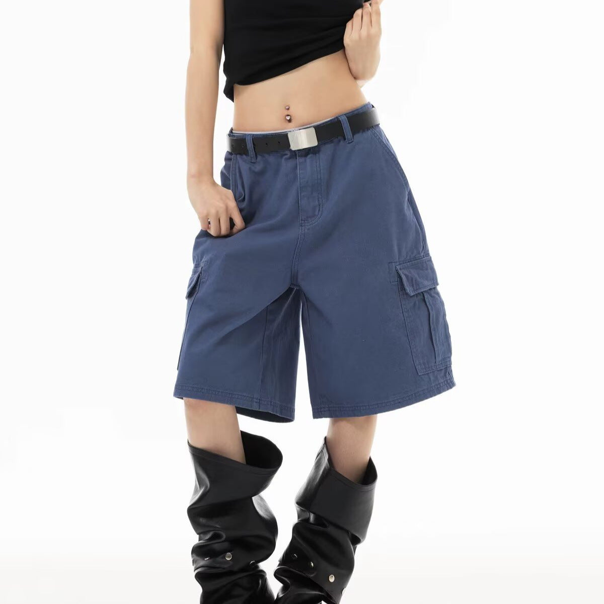 Casual Loose Fit Vintage Washed Deck Shorts Straight Leg Unisex Pants