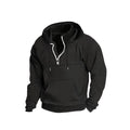 Simple Half-Zip Hoodie Casual Sport Solid Color Hooded Sweatshirt