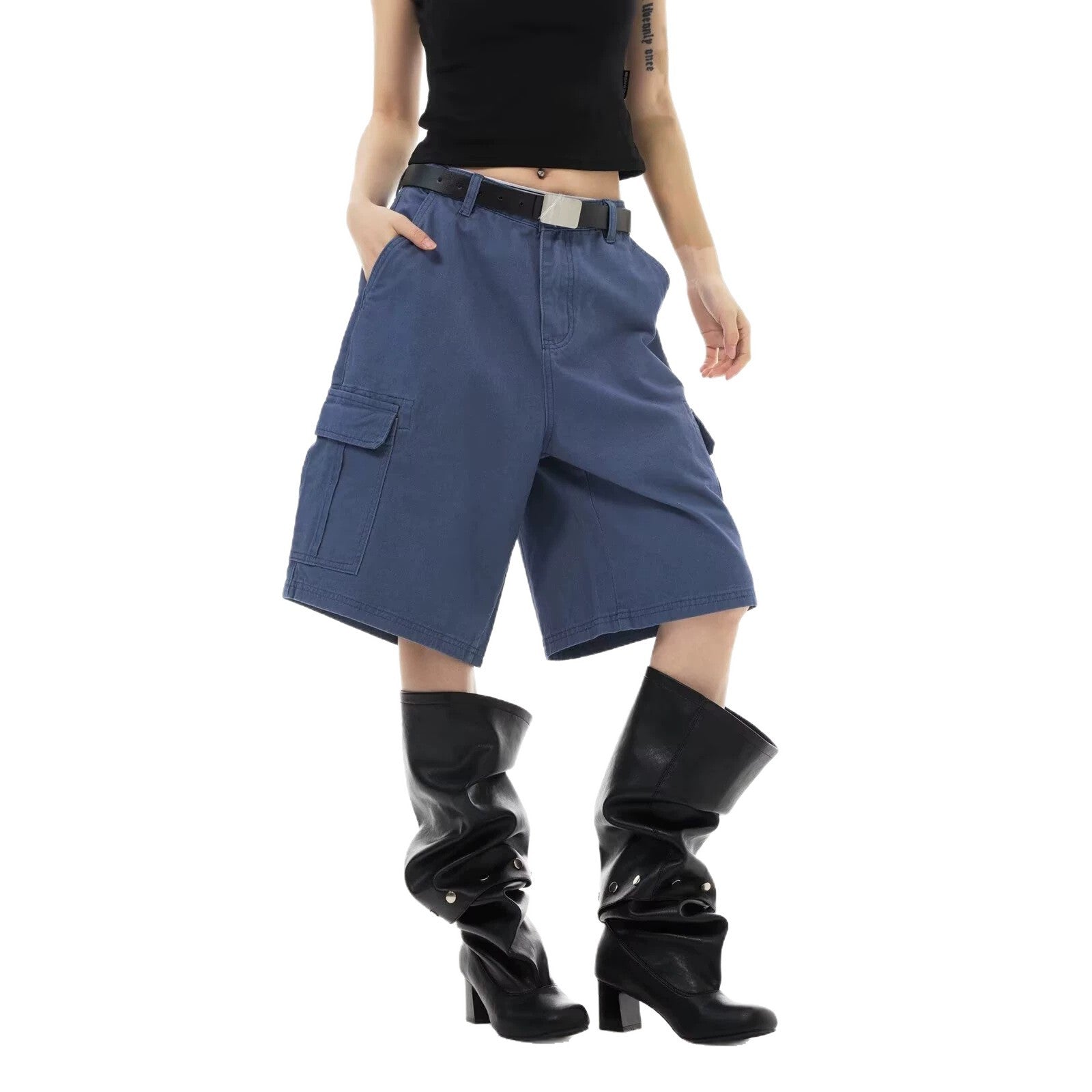 Casual Loose Fit Vintage Washed Deck Shorts Straight Leg Unisex Pants