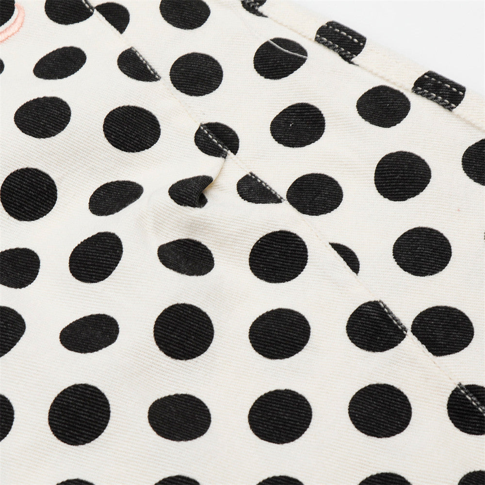 Color blocked polka dot loose straight shorts
