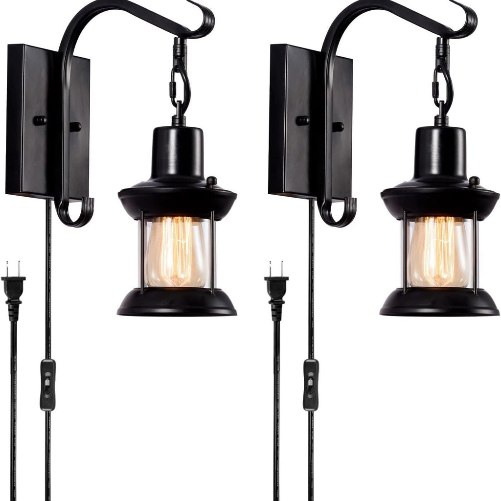 Wall Lamp Bedside Modern Indoor Wall Light with Switch American Vintage Style for Restaurant, Bedroom, Staircase, Villa Lighting