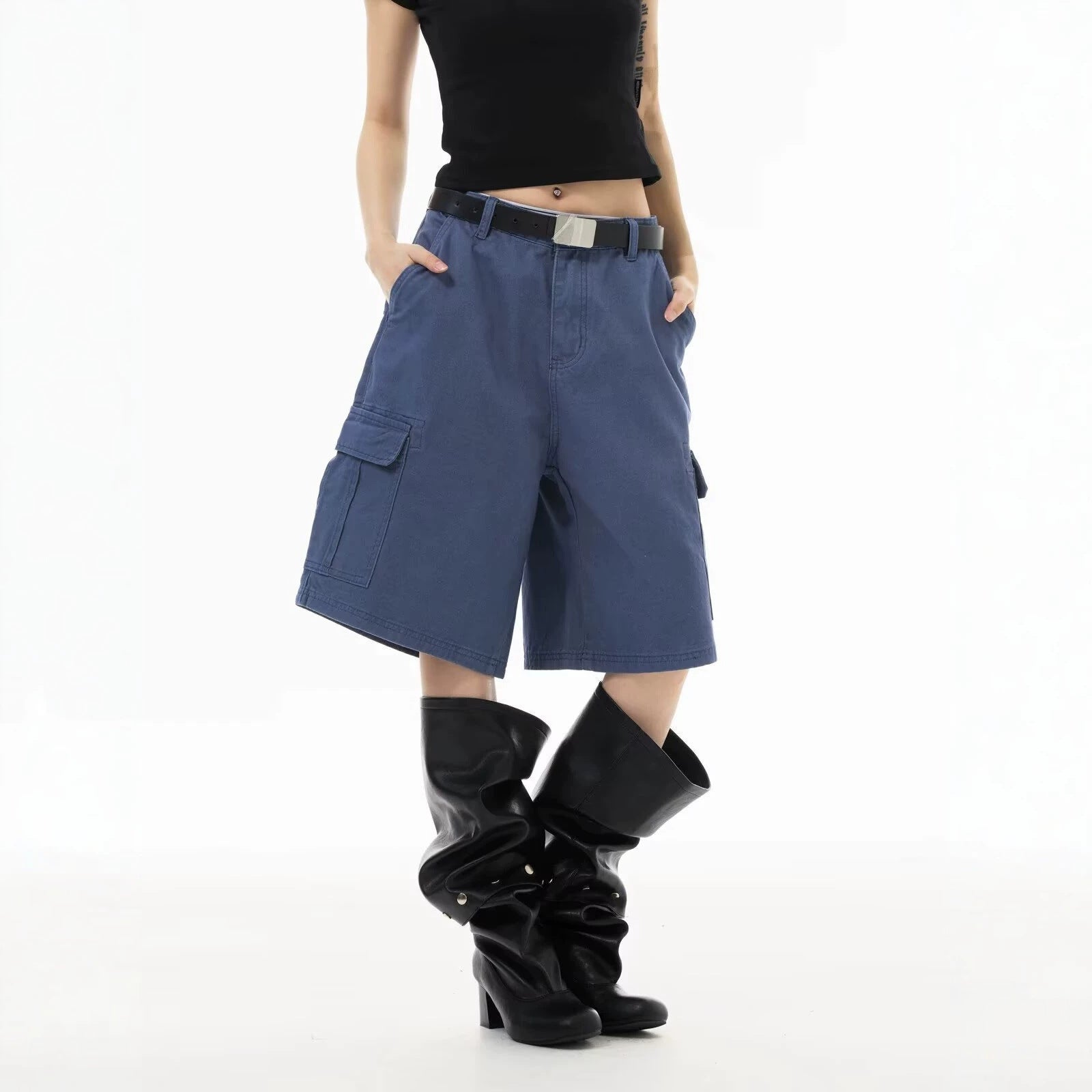 Casual Loose Fit Vintage Washed Deck Shorts Straight Leg Unisex Pants