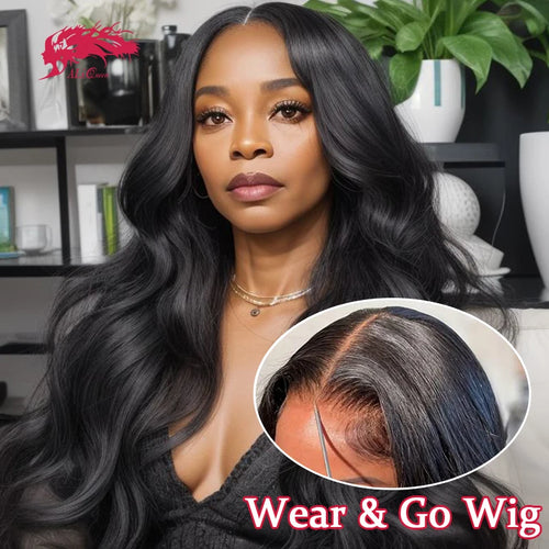Ali Queen Body Wave Wear Go Glueless Wigs 6x4 HD Lace Closure Glueless Wig Human Hair Ready To Wear Pre Cut Preplucked 14-32inch