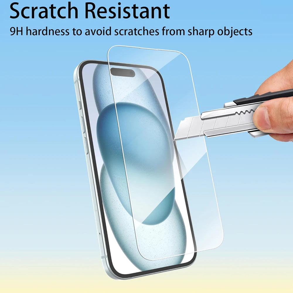 Clear Glass Film For iPhone 15 16 17 Pro Max Screen Protector For iPhone 11 12 13 14 15 Pro Tempered Glass iPhone13 Mini 16 Plus