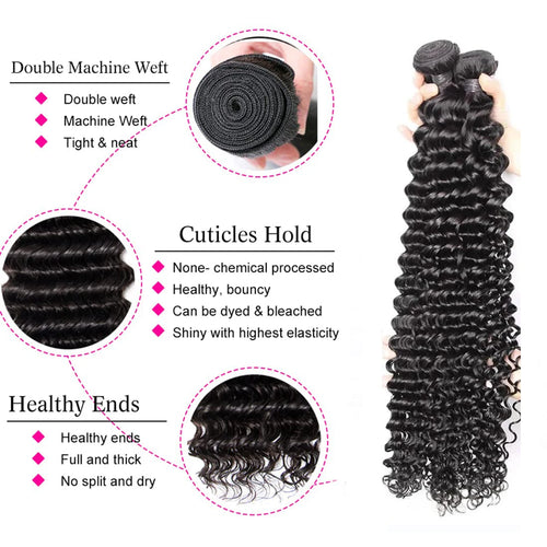 Alipretty 2x6 Deep Wave Bundles 100% Human Hair 2x6 HD Lace Closure Brazilian Hair Weave Bundles With Closure Natural Human Hair