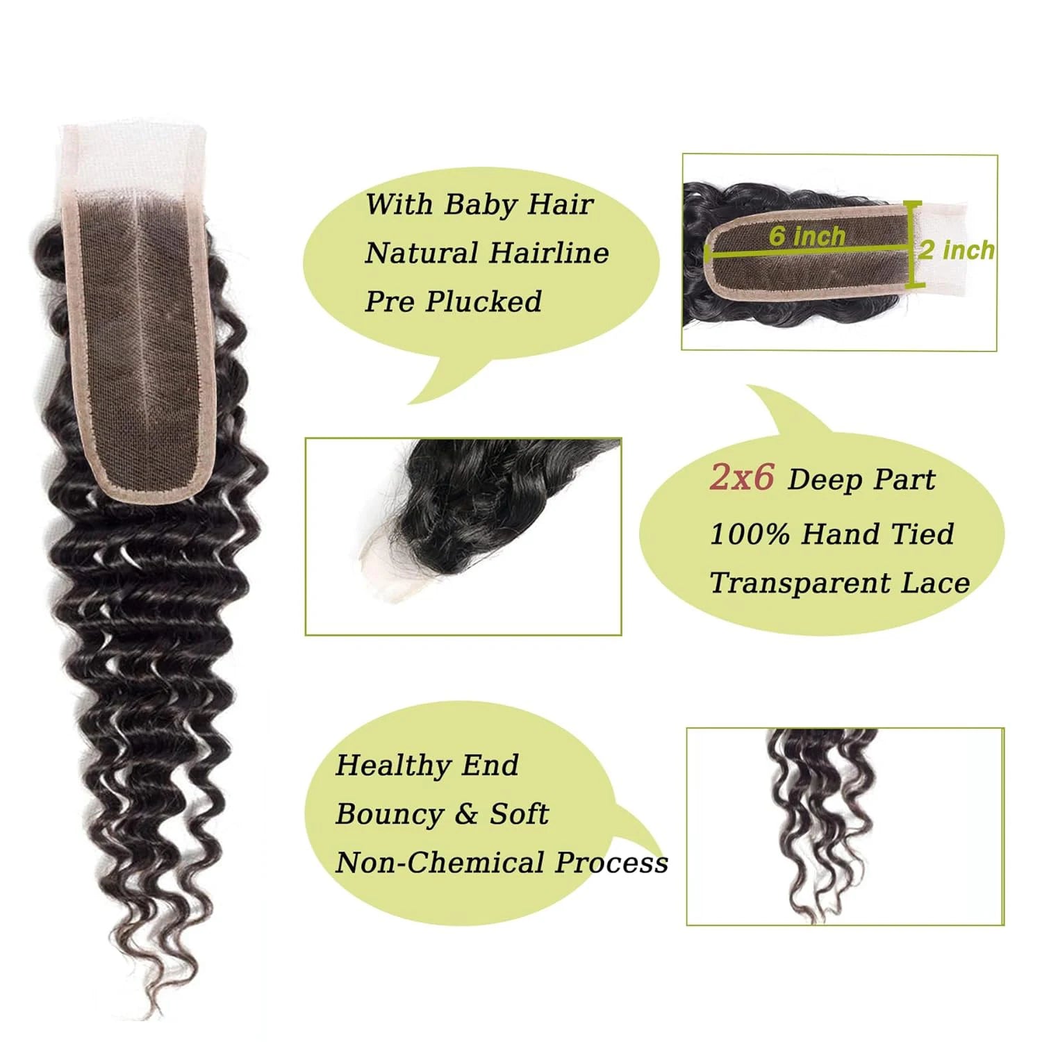 Alipretty 2x6 Deep Wave Bundles 100% Human Hair 2x6 HD Lace Closure Brazilian Hair Weave Bundles With Closure Natural Human Hair